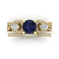 thumbnail image 2 of 1.89 ct Brilliant Round Cut Blue Sapphire 14k Yellow Gold Solitaire with Accents Engagement Bridal Wedding Ring Band Set size 10.25, 2 of 7