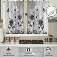 thumbnail image 3 of Black and White Floral Flower Window Curtains for Kitchen Abstract Gray Grey Leaf Small Short Home Living Room Bedroom Bathroom Drapes Treatment Tiers Fabric 1 Pair, 27.5" W x 45" L, Pretty, 3 of 6