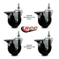 thumbnail image 2 of 4 Inch Soft Rubber ½ Inch Threaded Stem Caster Set with Brake, 2 of 2