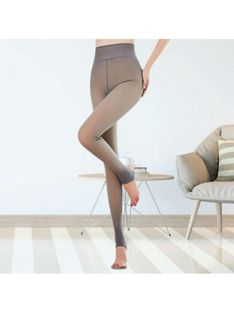 Women Fleece Lined Tights Fake Translucent Thermal Leggings, 50% OFF
