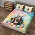 thumbnail image 3 of Happy Easter Bloodhound with Bunny Ear Headband and Flowers Quilt Bedding Set Dog Lover 1 Blanket Bed Cover 2 Pillowcases - 13001, 3 of 5