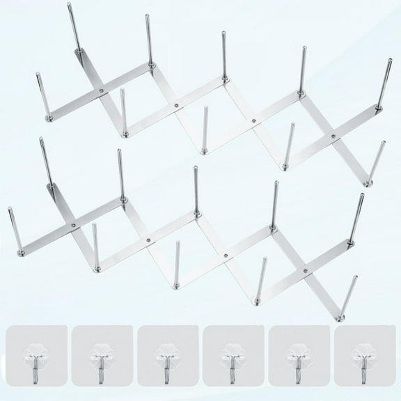 Pot Lid Holder, 2 Pcs Stainless Steel Pot Lid Organizer, Rib Rack Adjustable Pot Lid Organizer, Telescopic Kitchen Cabinet Pan Pantry and Pot Lid Organizer Storage Rack Holder