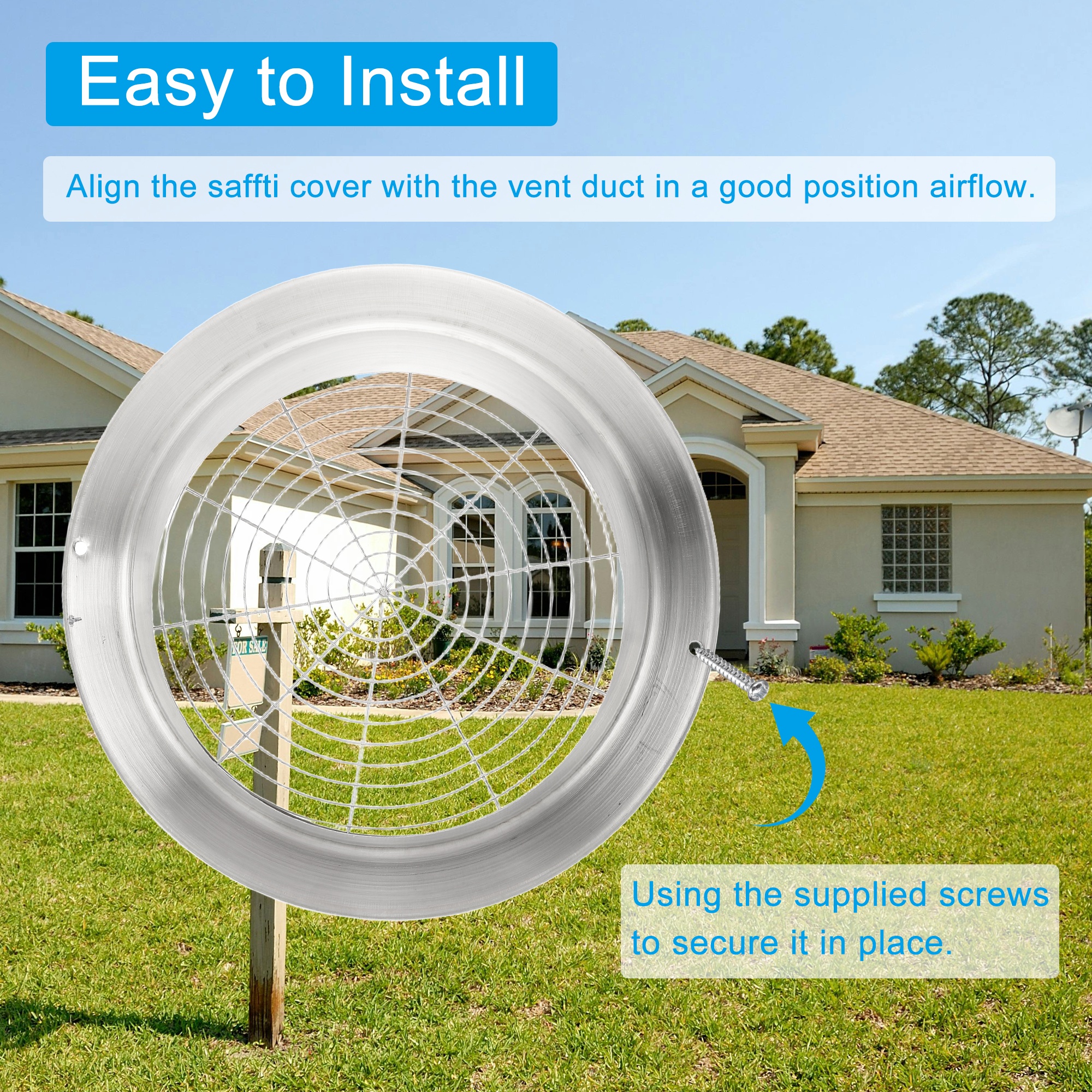 Uxcell 7 Inch Dryer Vent Cover, Stainless Steel Exterior Wall Air Vent for HVAC Ducting