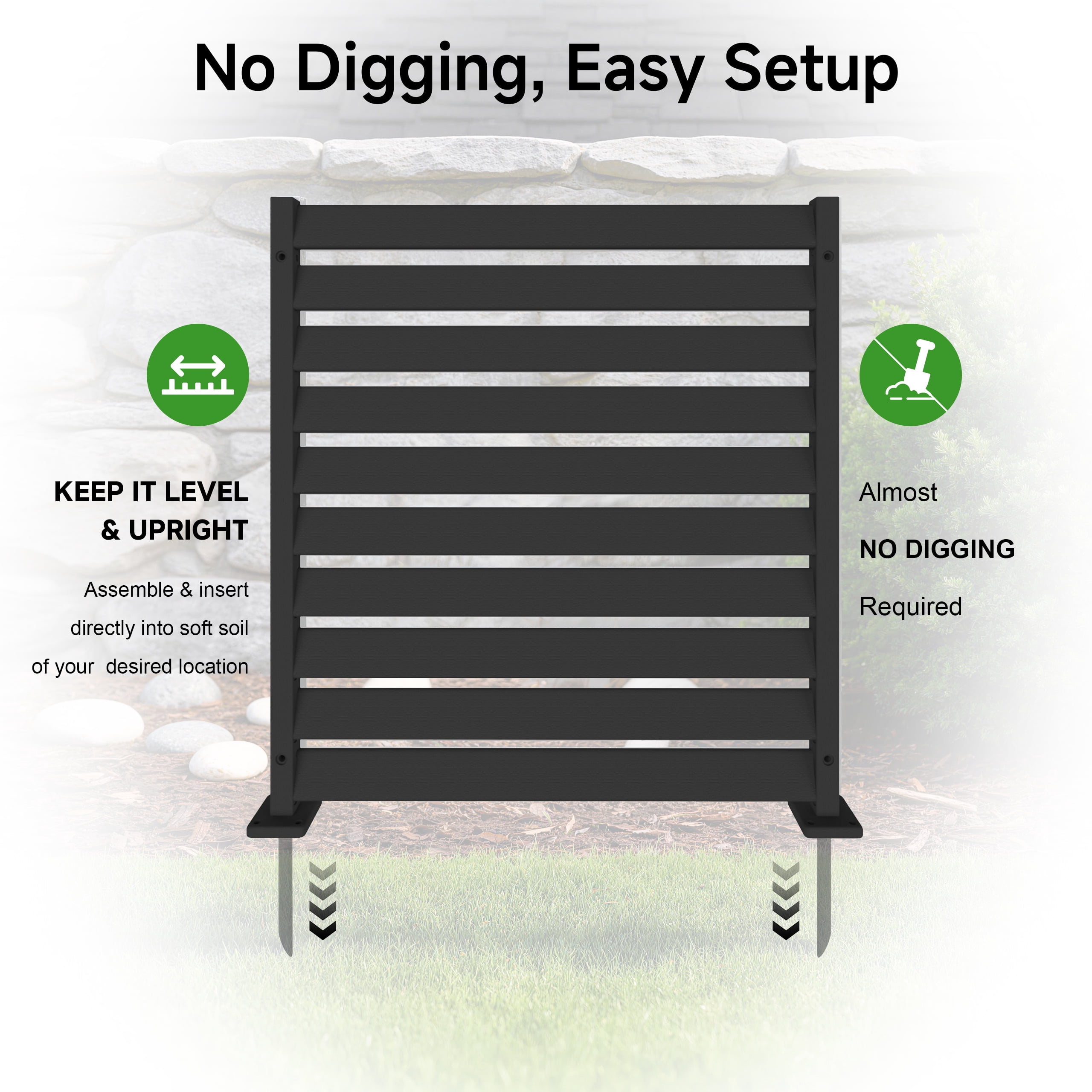 HDPE Outdoor Privacy Panels, 38"W x 42"H (3 Panels) Use As Air Conditioner Fence, Trash Can Enclosure, Pool Equipment Enclosure