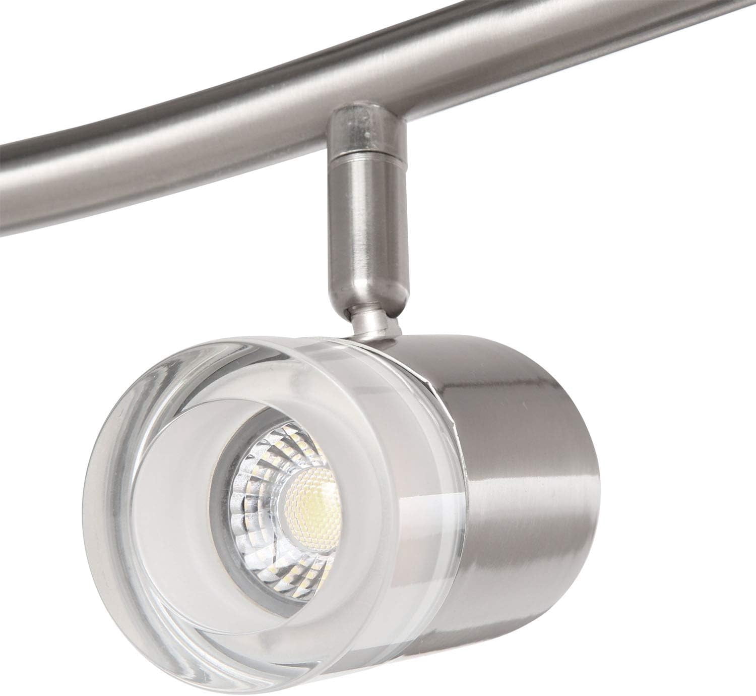 Designers Fountain 1049TFD3H-35 4 Heads S Bar Flushmount Combo LED Track Light, Brushed Nickel