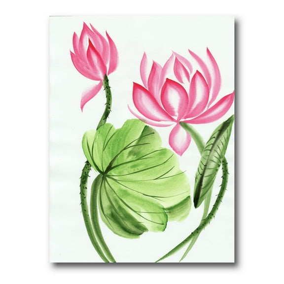 Designart ' The Dragonfly and Lotus II ' Traditional Canvas Wall Art Print
