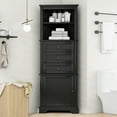 thumbnail image 2 of S-HOME Black Triangle Tall Cabinet Featuring 3 Drawers and Adjustable Shelves Made from Durable MDF Board, 2 of 14