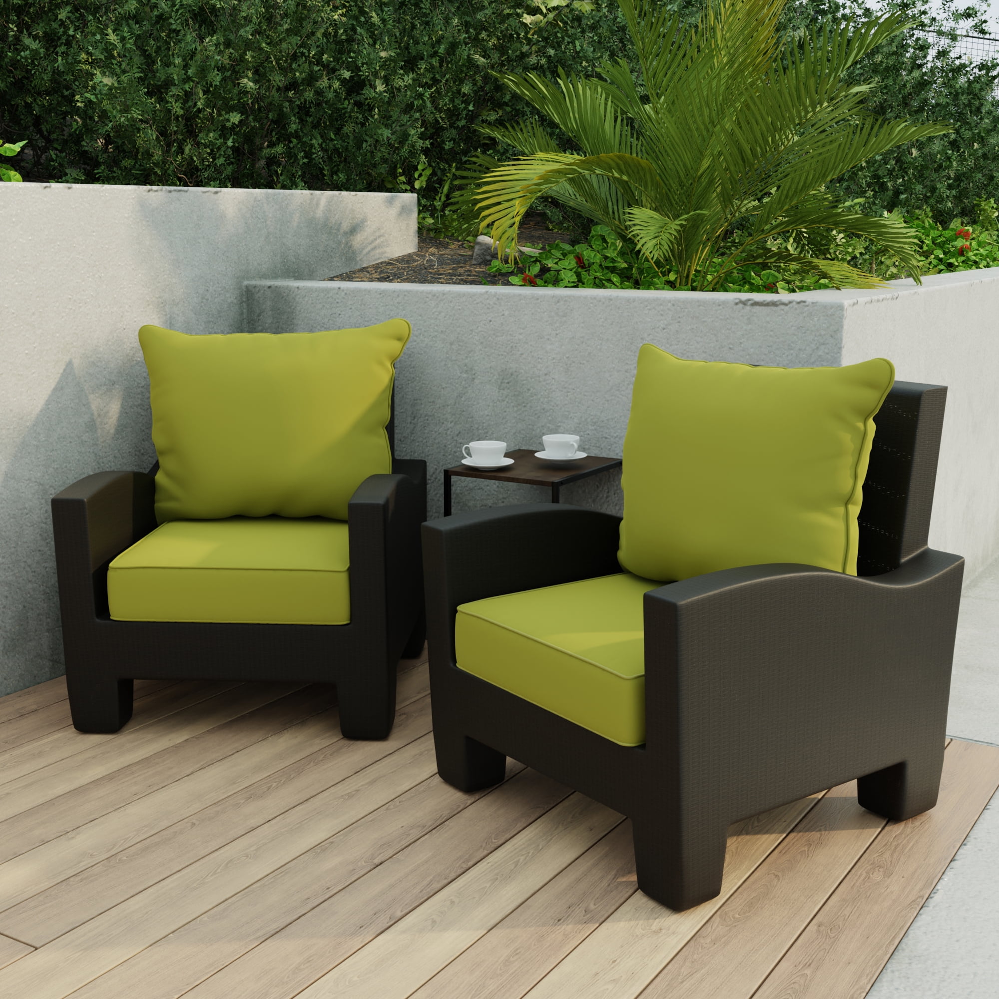 Jordan Manufacturing 46.5" x 24" Veranda Kiwi Green Solid Rectangular Outdoor Deep Seat Chair Cushion Set with Welt