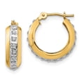thumbnail image 1 of 14K Yellow Gold 14kDiamond Fascination Round Huggy Hinged Hoop Earrings, 1 of 2