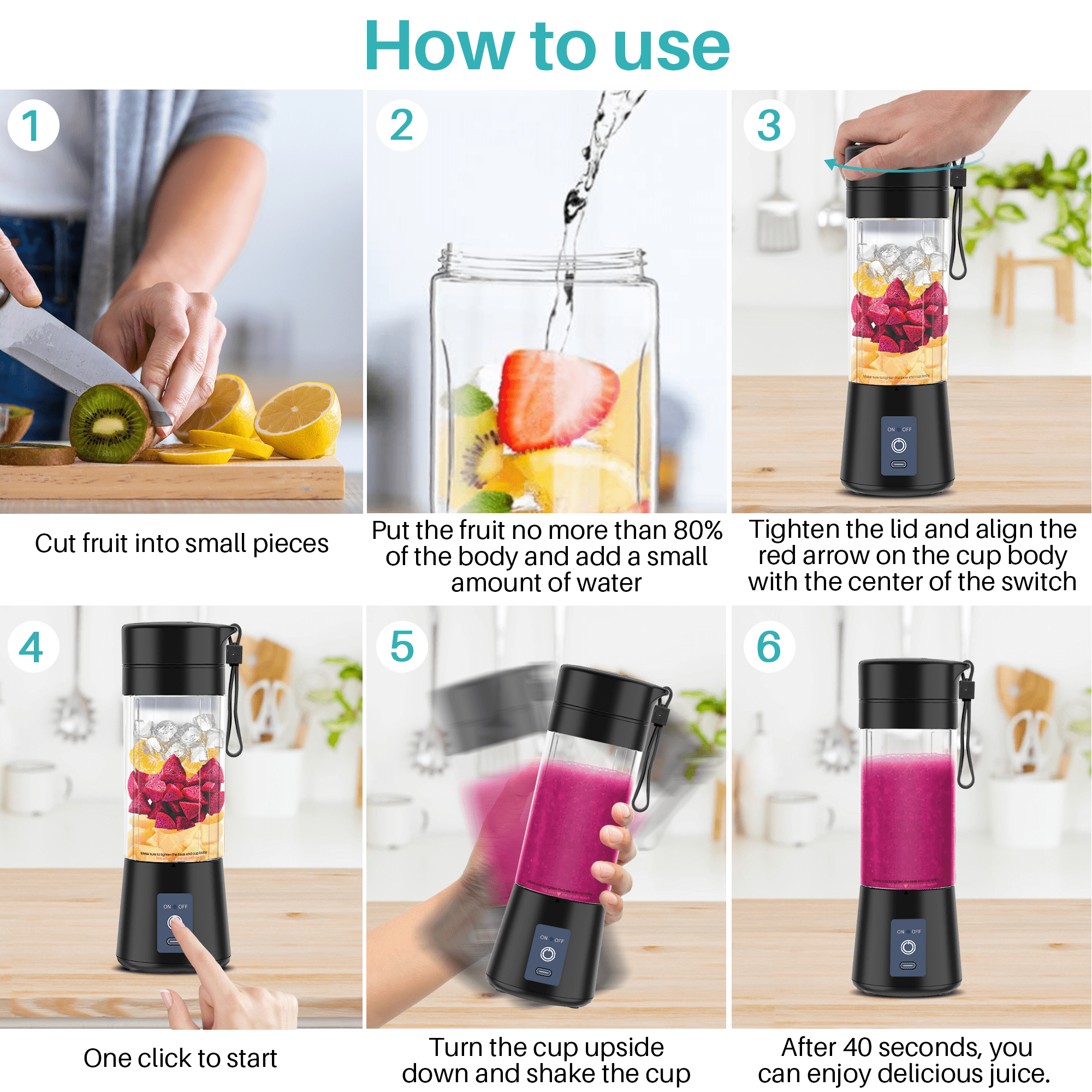 VIIWII Portable Personal Blender Cup for Smoothies and Shakes, Smoothie Blender Mini Machine, 380ml