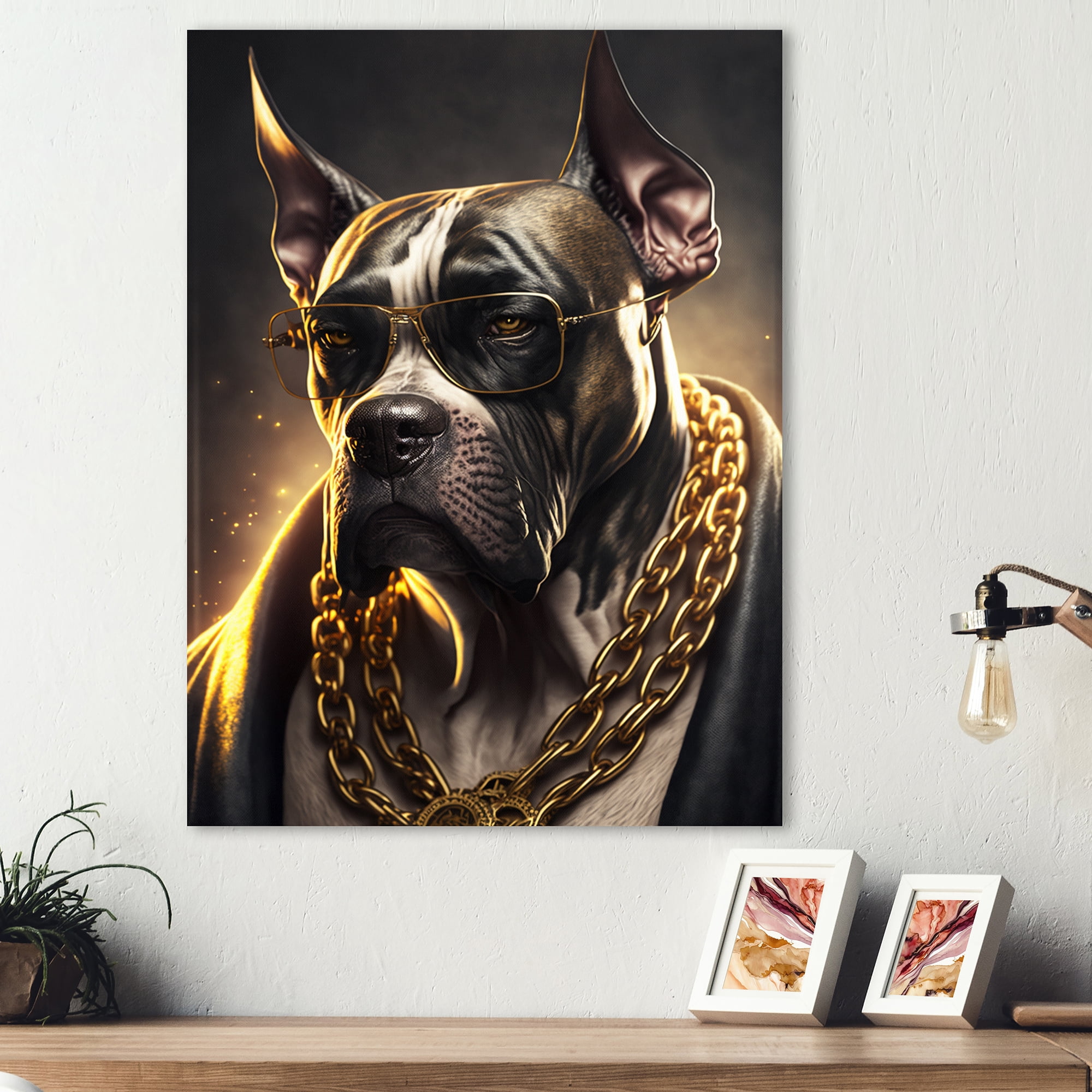 Designart Great Dane Gangster In NYC I Canvas Wall Art