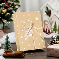 Large Kraft Christmas Wrapping Paper – Khaki Gift Wrap with White Snowflake Reindeer Tree Print, Tear Resistant Holiday Paper for Presents DIY Crafts Party Decor Christmas Packaging