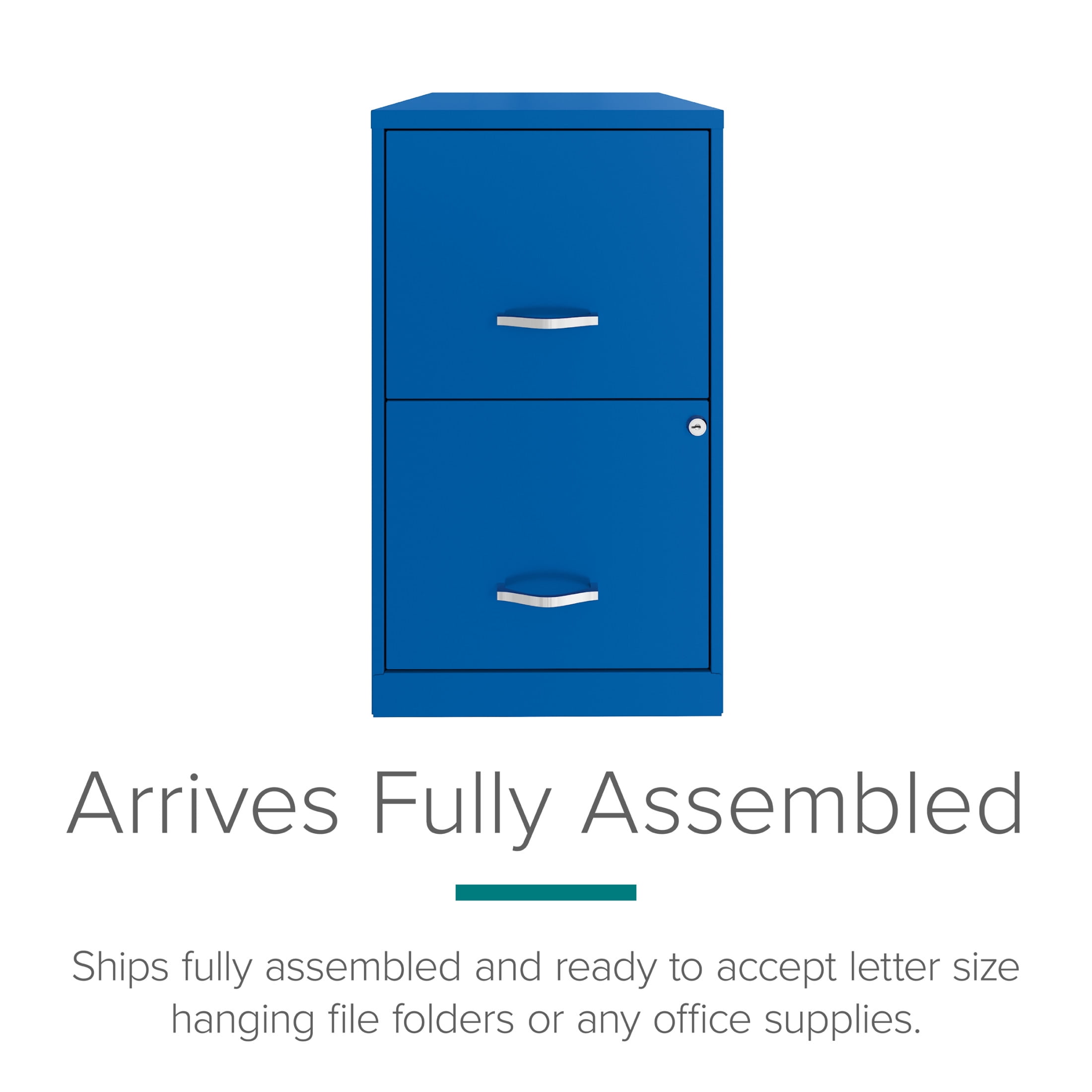 Space Solutions 18" Deep 2 Drawer Letter Width Vertical File Cabinet, Blue