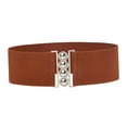 thumbnail image 2 of Segolike Wide Elastic Belt Dress Belt Simple Decoration Cinch Stretch Girdle Elegant Solid Color Waistband Waist Belt for Women Ladies Brown, 2 of 8