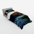 thumbnail image 2 of Ambesonne Nature Bedding Set 3 Pcs, Ocean Wild Waves Art, Twin XL, Orange and Blue, 2 of 2