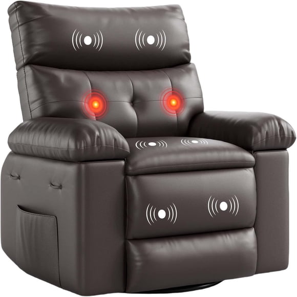 Bingirl Fauteuil Inclinable Manuel de 22 Pouces en Cuir PU avec Rembourrage en Éponge 1,5x Plus Épais pour Salon Ou Chambre (Café)