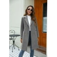 thumbnail image 3 of Womens Fall WinterNotched Lapel Collar Double Breasted Pea Coat Wool Blend Over Coats Long Jackets, 3 of 6