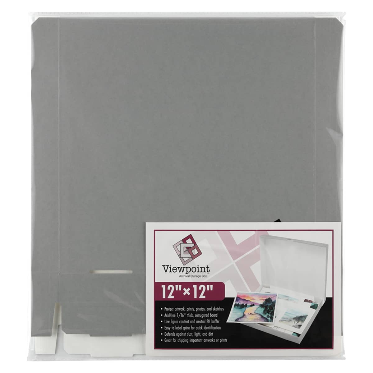 Jerry's Artarama Viewpoint Archival Storage Box (12x12) - Preserve Your Art, Easy to Assemble, Perfect for Photos, Artwork, Prints, and Record Storage