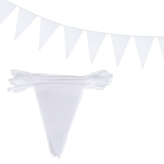 1 Pcs 50 Feet White Pennant Banner Flags String Triangle Hanging for Festive, Wedding, Birthday Party Decorations