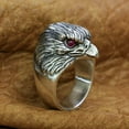 thumbnail image 3 of Man Made Pigeon Blood Red Eyes 925 Sterling Silver Eagle Ring Punk Jewelry TA251 US Size 11, 3 of 15