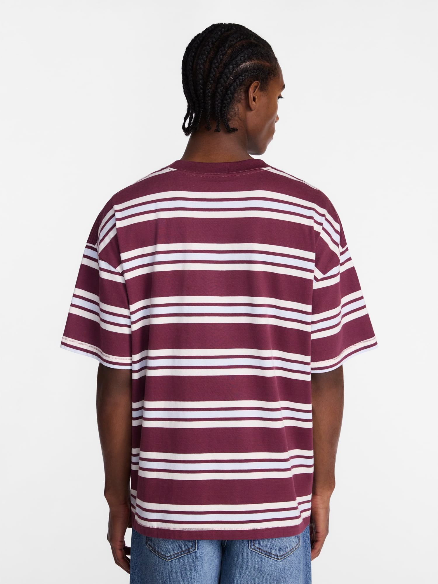 No Boundaries Stripe Pattern Tee with Short Sleeves, Men's XS-4XLT