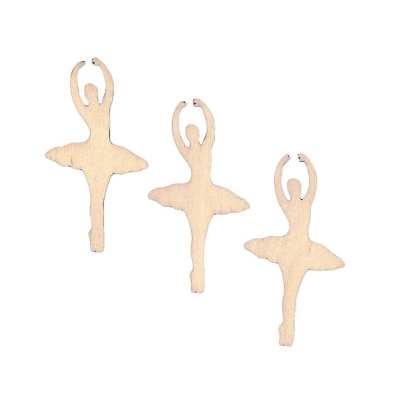 3 Dancing Ballerinas Unfinished Wooden Shapes Craft Cutouts DIY Unpainted 3D Plaques 4 Inches
