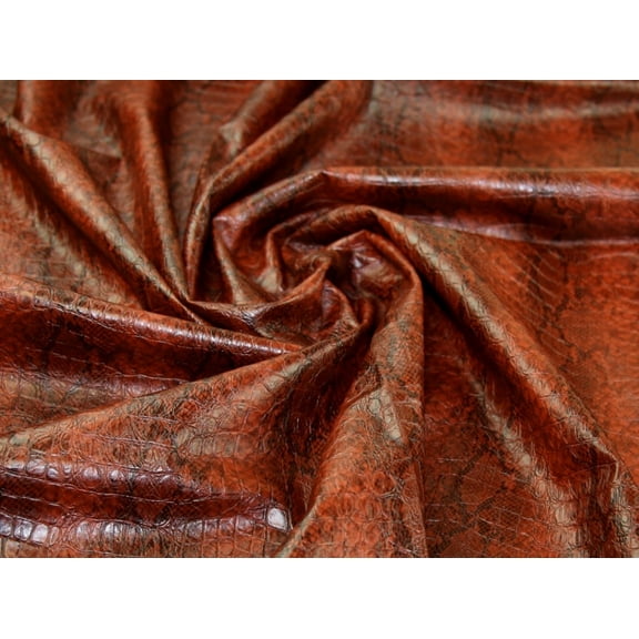 John Louden Snakeskin Faux Leather Fabric Tan - per yard