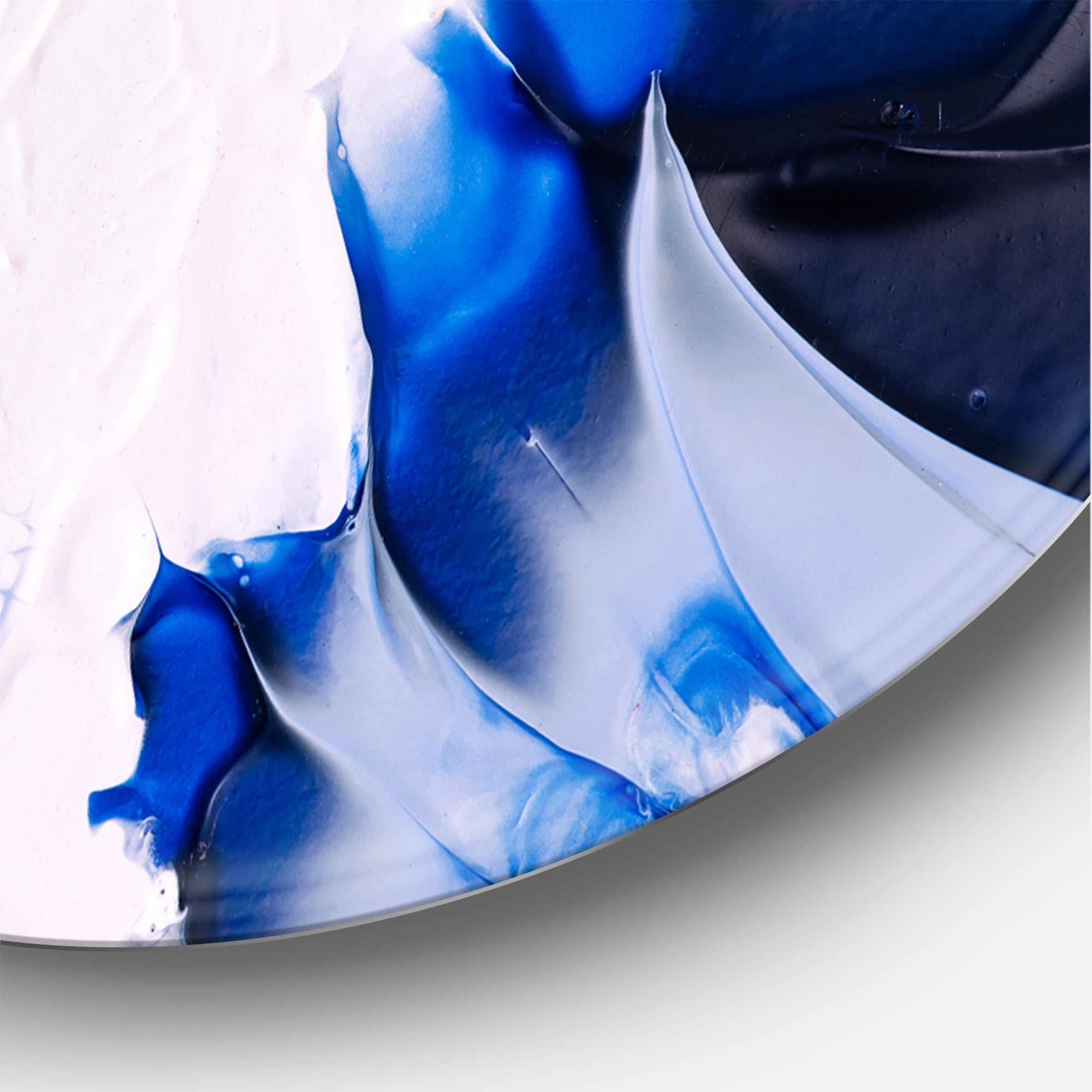 Designart 'Abstract White and Blue Grey Waves' Modern Circle Metal Wall Art 36x36 - Disc of 36