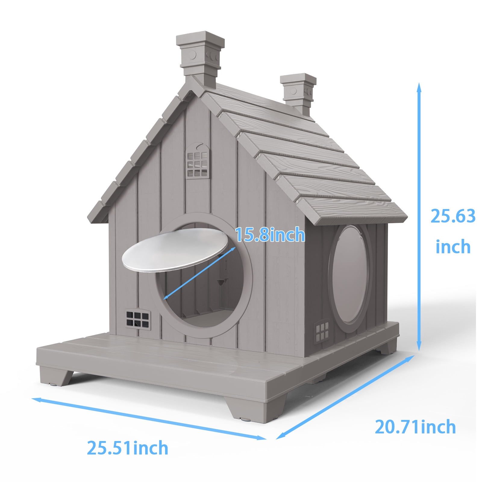 Joxxoaa Outdoor resin weatherproof cat house,ventilated and insulated for Cats,Kittens, Puppies,washable,easy to assemble,scratch and bite-resistant,non-stick to hair (gray)