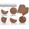 thumbnail image 5 of Fantaslook Two Piece Sets for Women Crewneck Long Sleeve Ribbed Sweatsuits Pullover Lounge Set with Pockets Casual Tracksuit Fall Outfits, 5 of 7