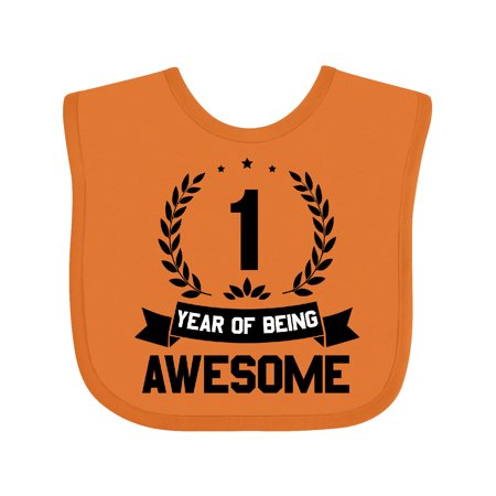 

Inktastic 1 Year of Being Awesome Birthday Black Gift Baby Boy or Baby Girl Bib