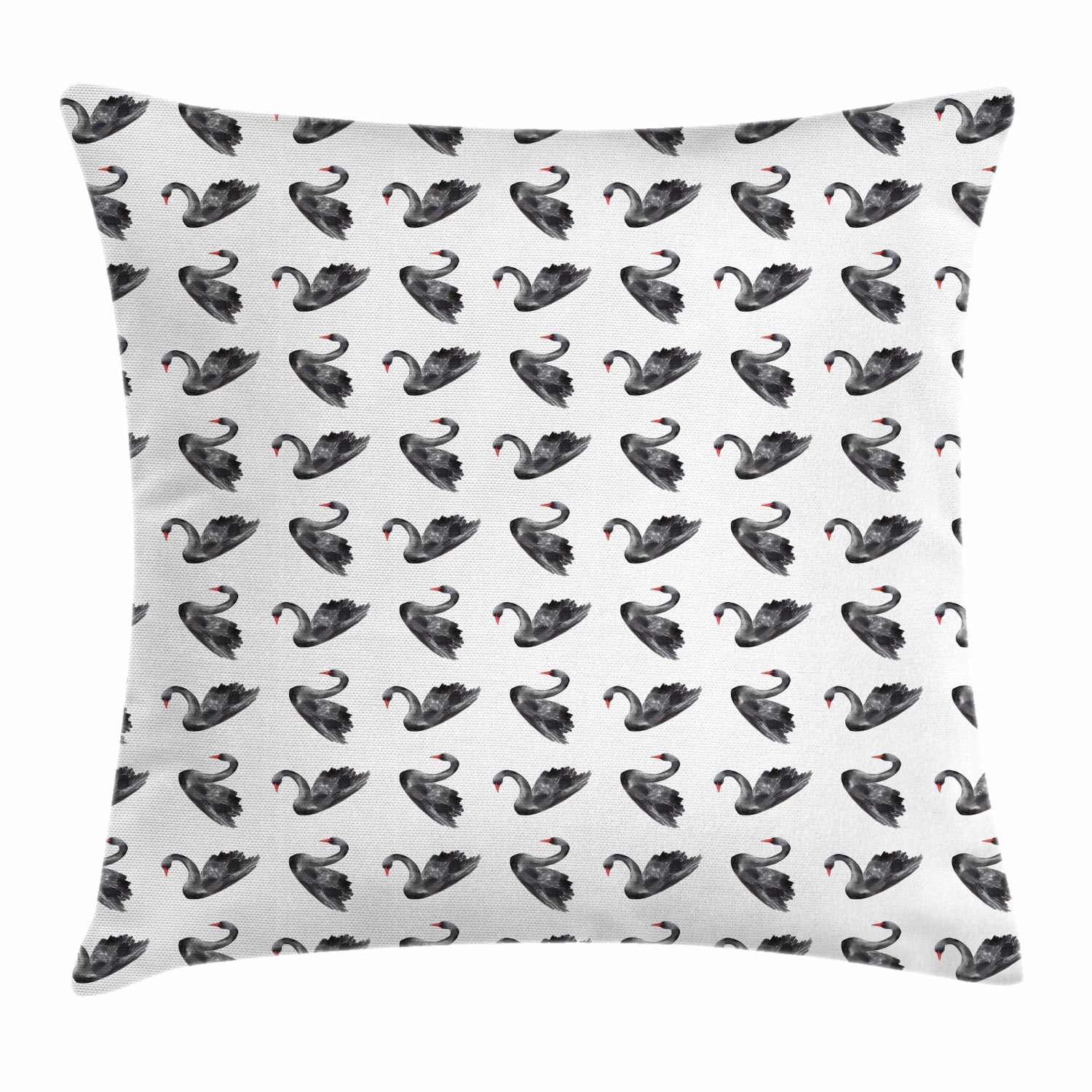 Swan Throw Pillow Cushion Cover Black Swan Aquarelle Illustration Symbols Of Peaceful Nature And Purity Decorative Square Accent Pillow Case 16 X 16 Inches Charcoal Grey White Red By Ambesonne Walmart Com