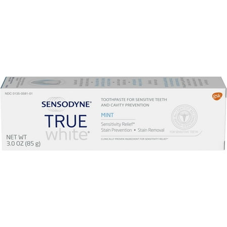 Sensodyne Sensitive Teeth Whitening, True White Mint, Sensitivity Toothpaste, 3 (Best Toothpaste To Whiten Yellow Teeth)