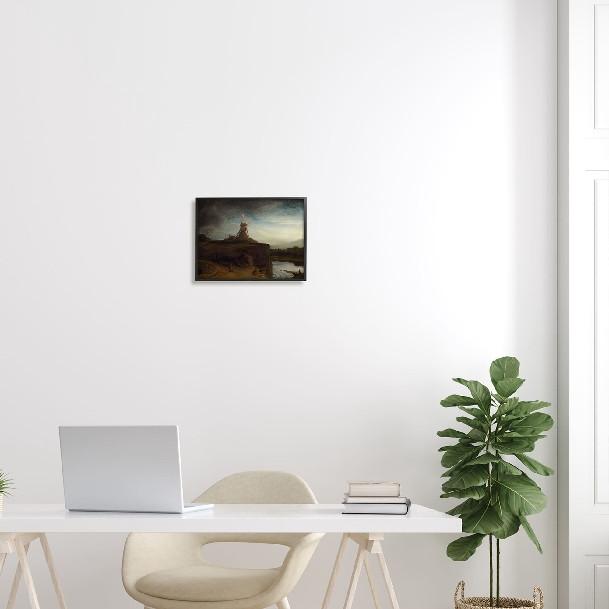 Stupell Industries The Mill Rembrandt van Rijn Classical Landscape Painting Painting Gray Framed Art Print Wall Art, Design by one1000paintings