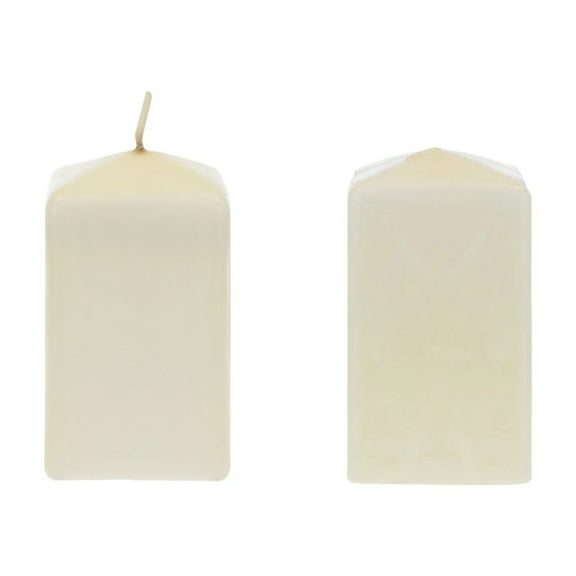 Mega Candles - Unscented 2"X 3" Square Dome Top Pillar Candle, Ivory 6Pcs