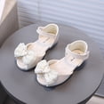 thumbnail image 2 of Girl's Sandals Toddler Kids Mary Jane Flat Shoes Peep Toe Glitter Rhinestone Bowtie Summer Cute Princess Dress Shoes Beige 6.5 Toddler, 2 of 5
