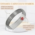 thumbnail image 5 of Wollet Medical Alert Bracelets for Women, 7in Stretchable Stainless Steel ID Bangles, Engraved Silver, 5 of 10