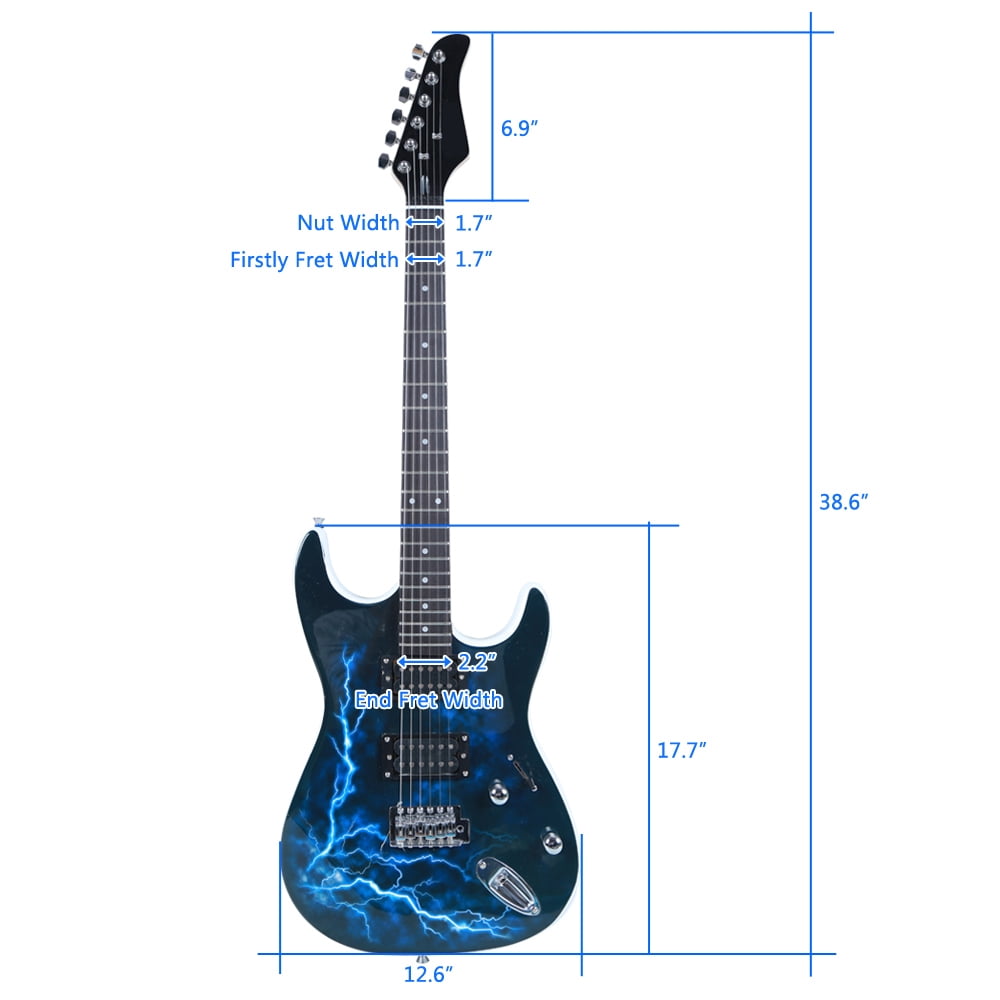 Tcbosik Electric Guitar with Strap, Bag, Plectrum, Power Wire, Tremolo Arm and Tools for Beginner, Lightning Style, Black & White