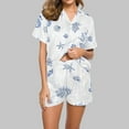 thumbnail image 2 of Tnhcen Button Down Pajamas Set Short Sleeve Top Lounge Shorts Women's Comfy Pjs Sleepwear​ S-2XL, 2 of 7