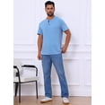 thumbnail image 5 of DARING DIVA Men's Casual Summer Short Sleeves Button Henley Basic Tee L Light Blue, 5 of 7