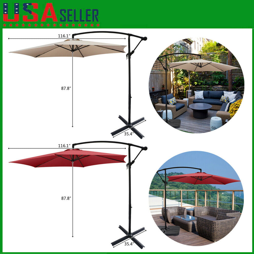 Details about   10ft Hanging Tilt Offset Cantilever Patio Umbrella with Stand 