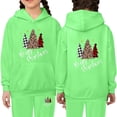 thumbnail image 2 of Bainana Girls Christmas Outfit Set Long Sleeve Santa Tree Print Hoodie Pants 2 Pieces Matching Set Kids Cozy Active Wear, 2 of 4