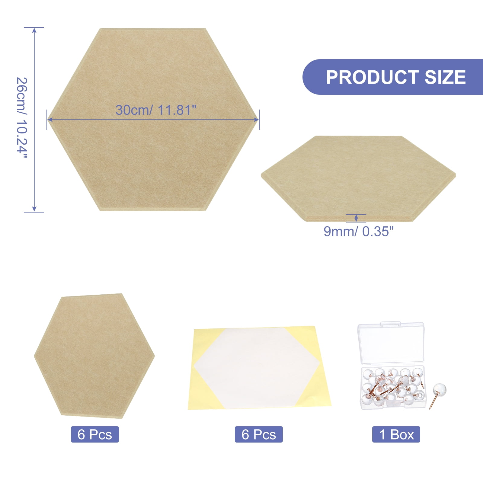 Hexagon Acoustic Panels B1 Fireproof Soundproof Foam Panels with 30 Push Pins(Light Coffee)