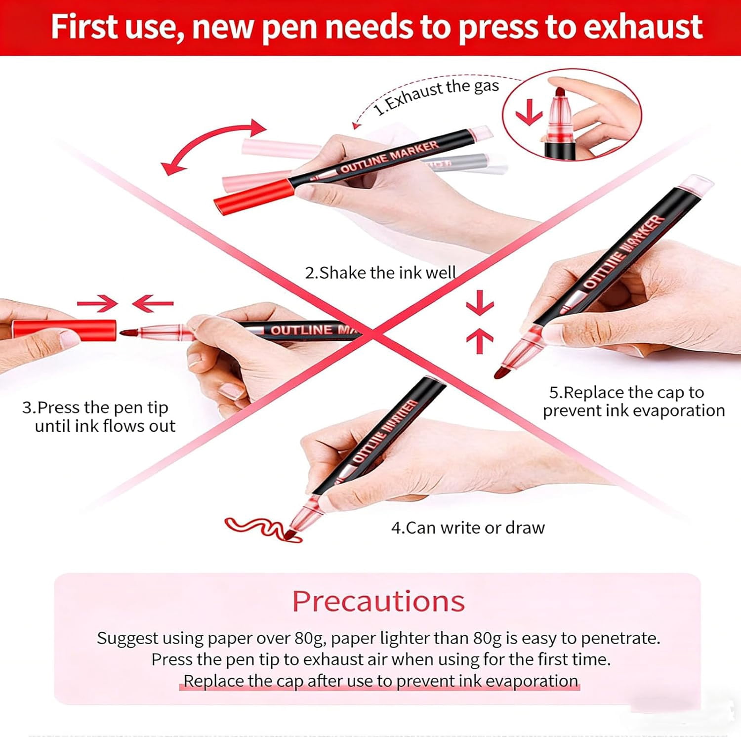 Dreamy Sparkle Dual-Line Contour Pen, Dual-Line Highlighter, Double Line Outline Pen Sparkle Markers, Quick-Dry Ink for Drawing, Coloring & DIY Crafts