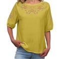 thumbnail image 2 of Kelon Womens Summer Tops Short Womens 3/4 Length Sleeve Cowl Neck Boho Tops Summer Loose Fit Tops Trendy, M, 2 of 9