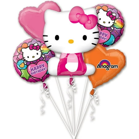Heart Party Bouquet - Hello Kitty Rainbow Balloon Bouquet (Each) - Party Supplies
