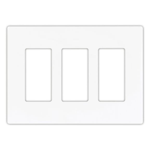 eaton pjs263w arrow hart pjs263 decorative screw less wall plate, 3 gang, 4-1/2 in l x 6.37 in w x 0.08 in t, white