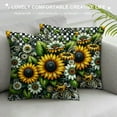thumbnail image 3 of Throw Pillow Covers , Pillow Covers, Farmhouse Plaid Grid Yellow Floral Wild Botanical Black White Stripe Cushion Covers, Rustic Garden Plants Cushion Cases, 3 of 5