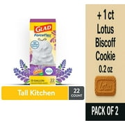 Glad ForceFlex with Febreze Gain Lavender Scent Tall Kitchen Drawstring Trash Bags 22 ct - Pack of 2 & Lotus Biscoff Cookie - 0.2 Oz - 1 ct