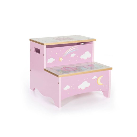 Storage Step Up Guidecraft pintada a mano con temática de princesa, rosa